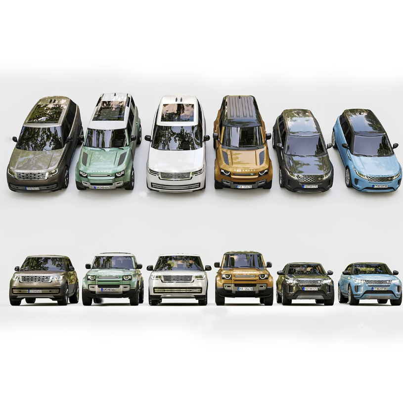 6 Land Rover 3D MAX Models Pack