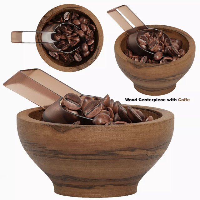 3D модель Wood Centerpiece with Coffe для категории Кухня / Еда и напитки - превью