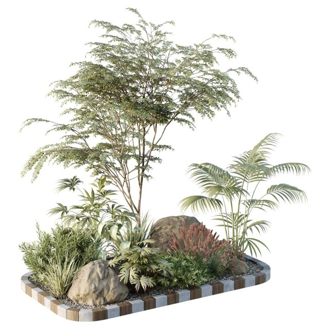 3D модель Hq Tree And Bush Garden Box Outdoor Vol 14 для категории Растения / Уличные растения - превью