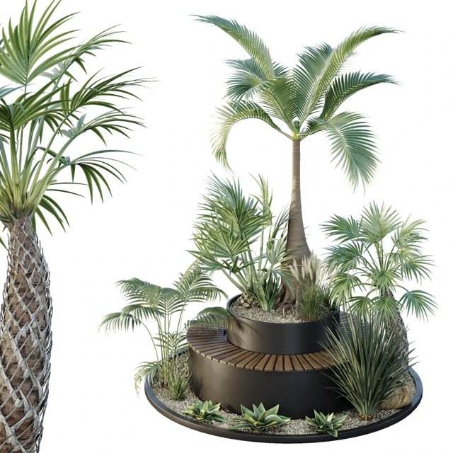 3D модель Hq Tree And Bush Garden Box Outdoor Vol 19 для категории Растения / Уличные растения - превью
