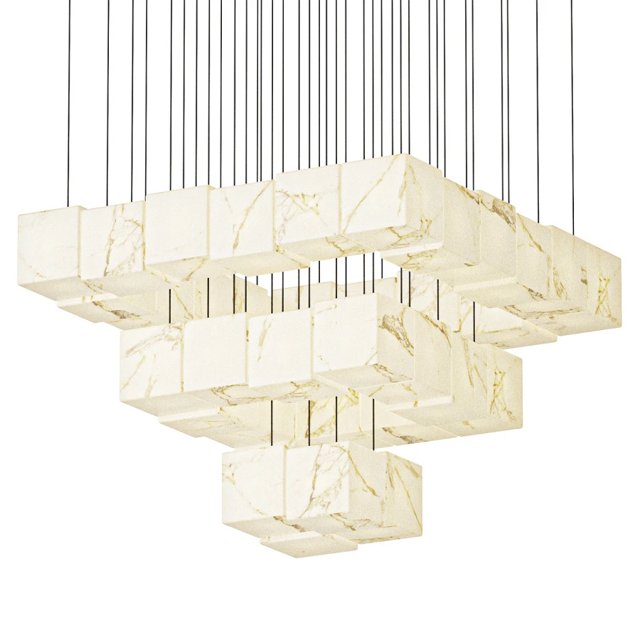 3D модель Alabaster Cube Box Chandelier для категории Освещение / Подвесные светильники - превью
