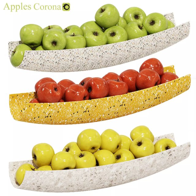 3D модель Terrazzo Bowl with Yellow Green and Red Apples для категории Кухня / Еда и напитки - превью