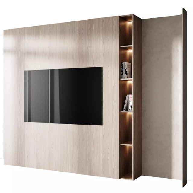 3D модель tv wall set 13 для категории Мебель / ТВ стенка - превью