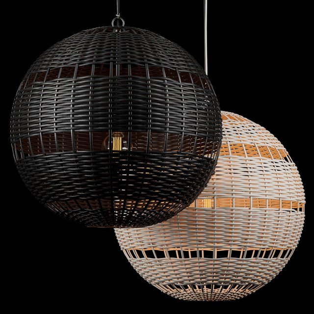 RH Montauk rattan round pendant